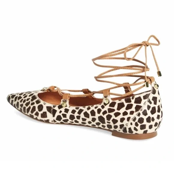 Halogen Women’s Leather Haowen Cheetah Print Fur Pointy Toe Strap Flats Size 7.5 - Picture 9 of 16